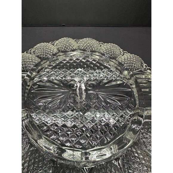 Vtg LE Smith Deviled Egg Plate Platter Relish Tray Dish Clear Glass Heritage 11" - Picture 5 of 10